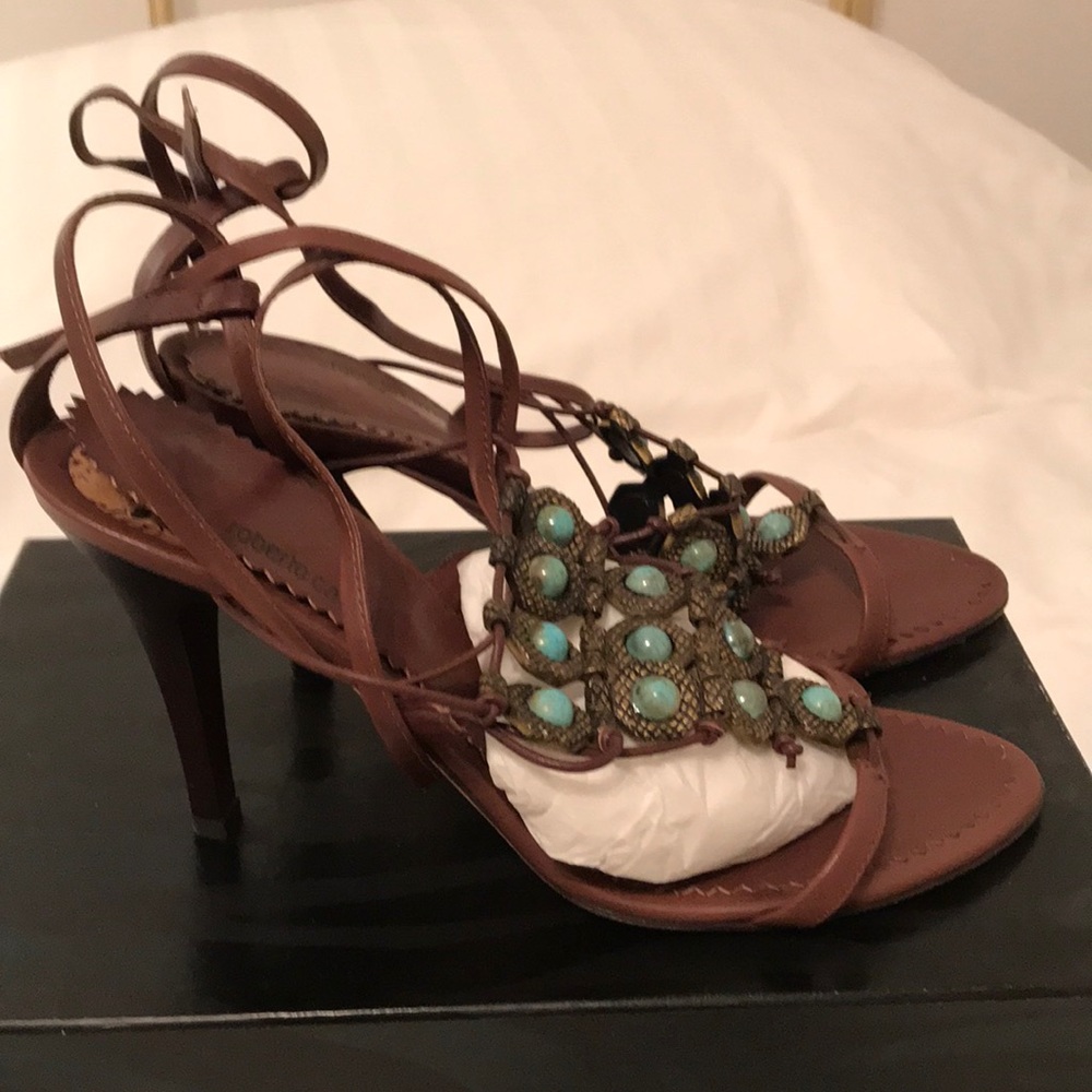 Roberto Cavalli Brown Heels Size 38 1/2 NWT - Picture 4 of 15